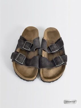 Birkenstock Arizona Suede Leather Sandals – Anthracite Grey – Women’s Size 38
